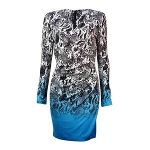 Calvin Klein Women’s Size 8 Dress Snakeskin White Black Blue Long Sleeve…